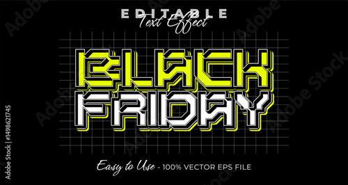 Black friday editable text effect, 3d typography in graphic styles