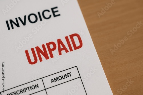 Unpaid Invoice Document Showing Payment Status with Financial Details Displayed Clearly