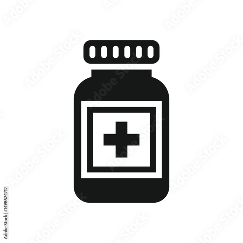 Antibiotic Bottle Black & White Vector Design