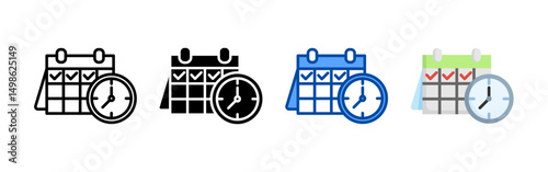 Time management icon set bundle. Multi style icon collection perfect for websites, apps, and presentations. Simple vector icon collection