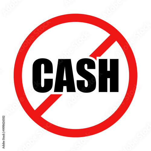 Free Download No Cash Sign on White Background - GFXLoad