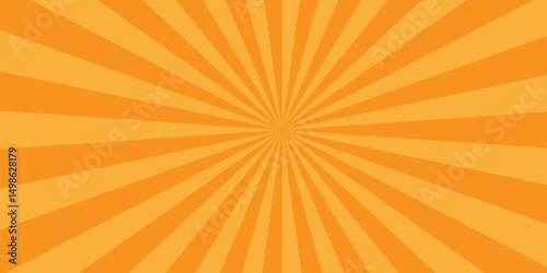 Abstract orange sunburst ray and vector illustration background. Modern stipes line ray grunge design beam pattern texture.