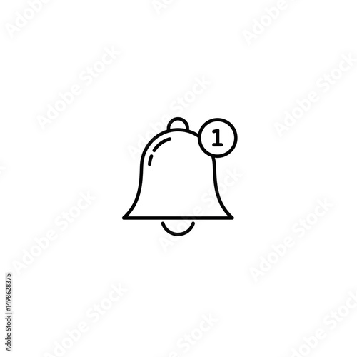 A simple line drawing of a notification bell with a number indicating a pending notification alert icon