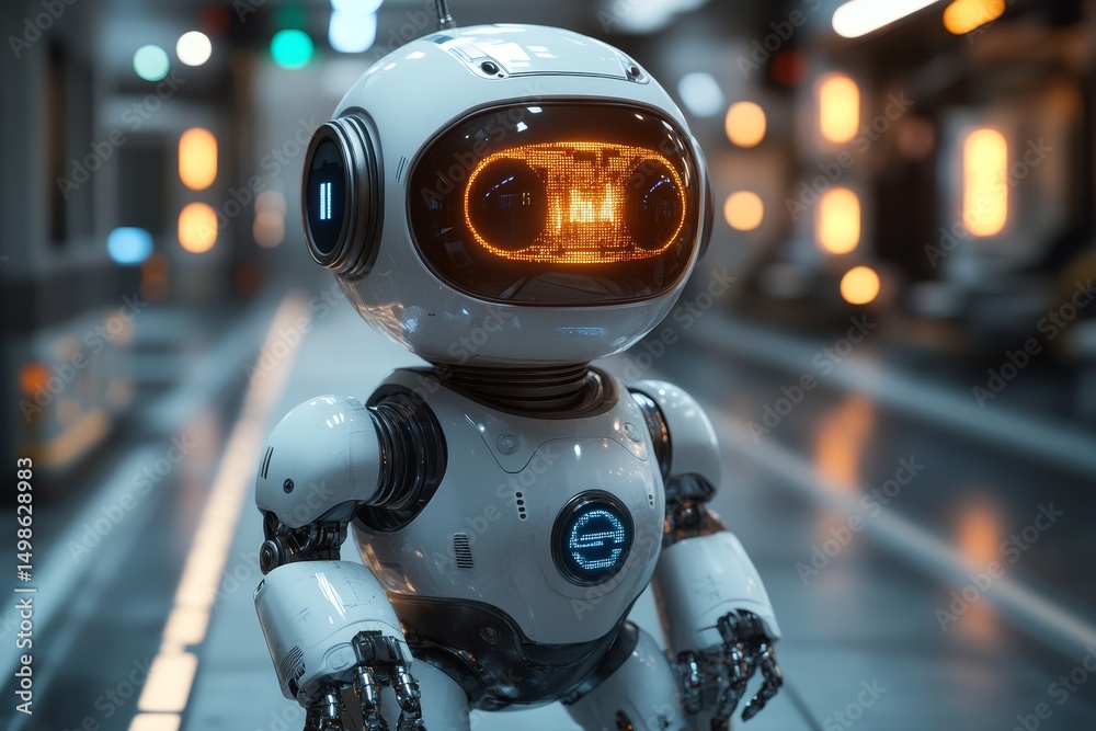 Fototapeta premium Robot in futuristic garage