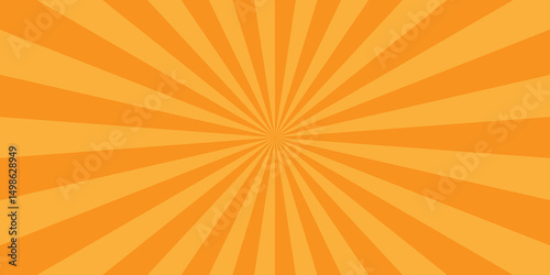 Abstract orange sunburst ray and vector illustration background. Modern stipes line ray grunge design beam pattern texture.