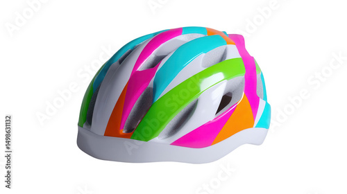 Colorful kids bicycle helmet isolated on transparent background