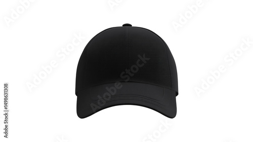 Black baseball cap mockup isolated on transparent background