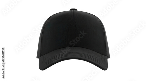 Black baseball cap mockup isolated on transparent background