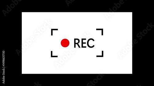 vector illustration of an old fashioned radio. REC Frame Icon Animation with Recording Sign and Button on White Background
