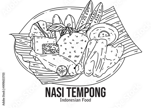 hand drawn vector illustration of an Nasi Tempong