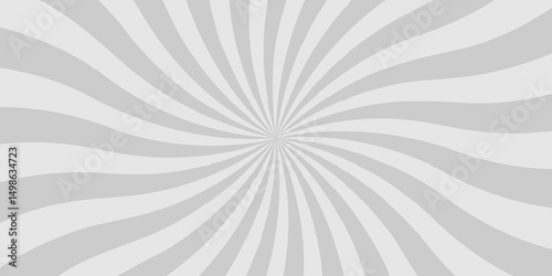 Abstract white and gray pop creative cartoon sunburst ray and vector illustration background. Modern stipes line ray spiral design beam pattern texture.	
