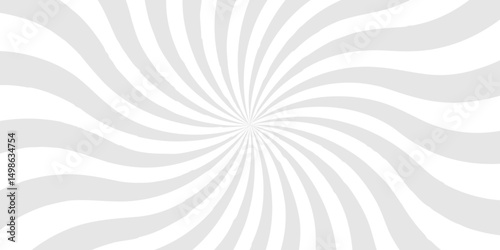 Abstract white and gray pop creative cartoon sunburst ray and vector illustration background. Modern stipes line ray spiral design beam pattern texture.	
