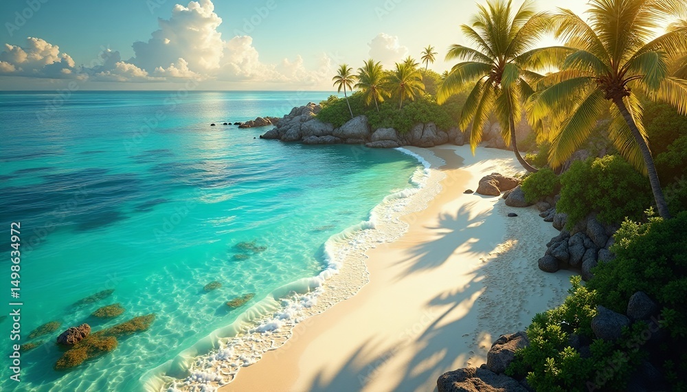 Obraz premium Idyllic Tropical Beach at Sunrise