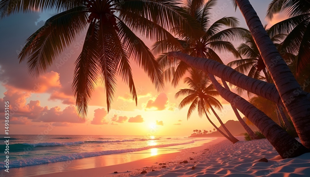 Fototapeta premium Idyllic Tropical Sunset on a Sandy Beach