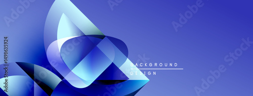 Abstract blue design features flowing shapes, gradients. Modern background evokes movement, energy, sophistication.