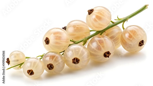 fresh ripe bunch of white currant isolated on white background
