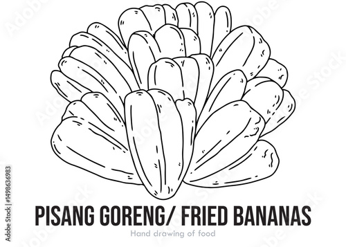hand drawn vector illustration of an fried bananas.