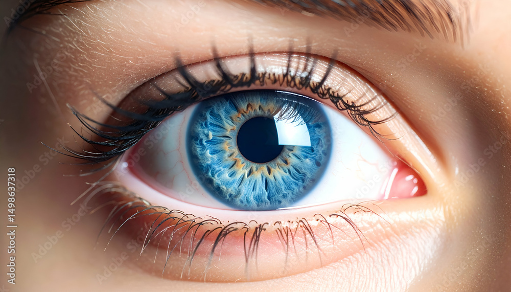 Fototapeta premium Vivid blue eye with intricate details