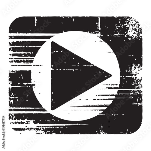 Grunge Play Button Vector Design Media Player Application Symbol