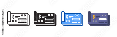 Cheque icon set bundle. Multi style icon collection perfect for websites, apps, and presentations. Simple vector icon collection