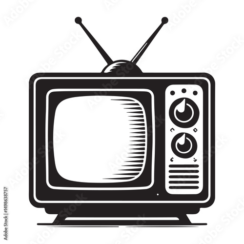 Retro Television Silhouette Vector Illustration for Nostalgia Projects