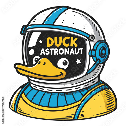 A cartoon duck astronaut, wearing a spacesuit, floats amidst vibrant street art graffiti in space.  Cosmic background.