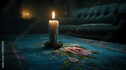 Candlelit room, gothic interior, night