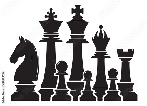 Chess Pieces Silhouette Vector Illustration for Strategy Game Designs