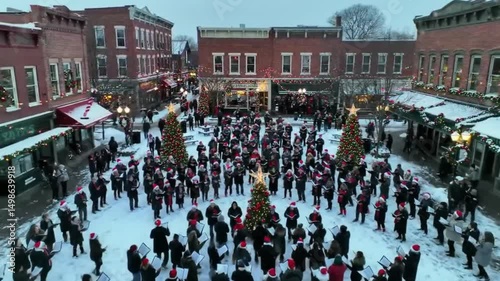 Wallpaper Mural Snowy town square caroling performance Torontodigital.ca