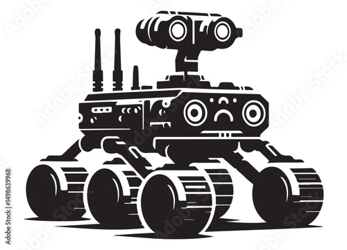 Silhouette of Rover Space Exploration Device Vector Illustration Graphic