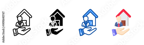 Estate agent icon set bundle. Multi style icon collection perfect for websites, apps, and presentations. Simple vector icon collection
