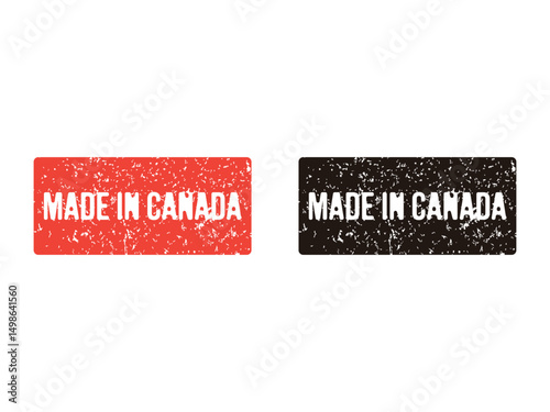made in canada rubber stamp, vintage, grunge, misprinted or eroded tag, isolated on transparent background