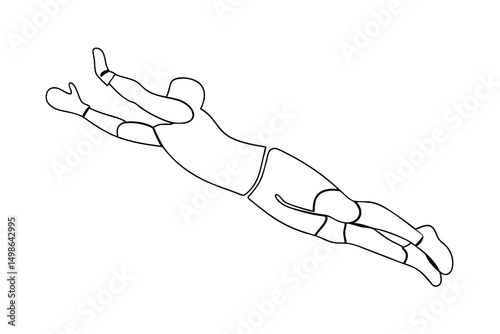 Continuous one line drawing soccer goalkeeper diving save
