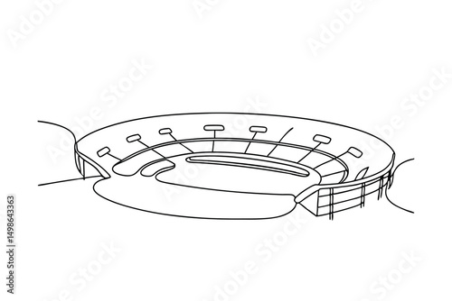 Continuous one line drawing modern stadium design