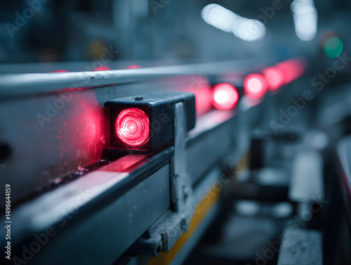 Damaged product on conveyor with red inspection 