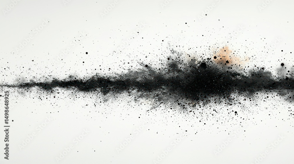 Fototapeta premium Abstract explosion of dark particles on white