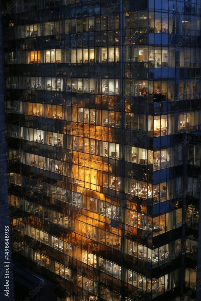 Glowing Orange Fire in City Skyscraper at Night Glowing Orange Fire in City Skyscraper at Night