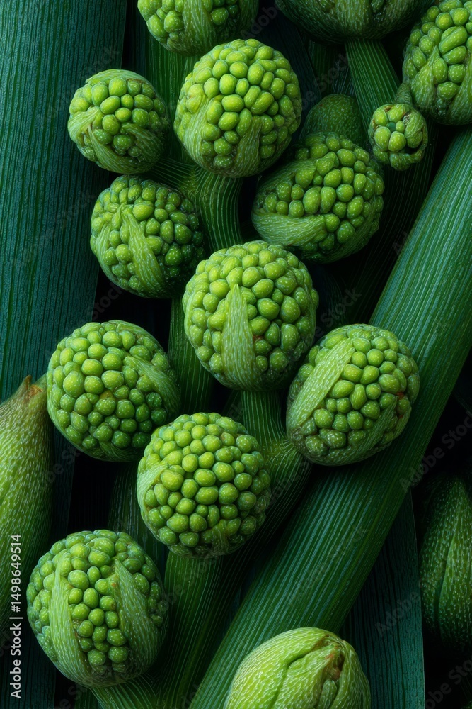 Fototapeta premium Close-Up of Vibrant Green Plant Buds