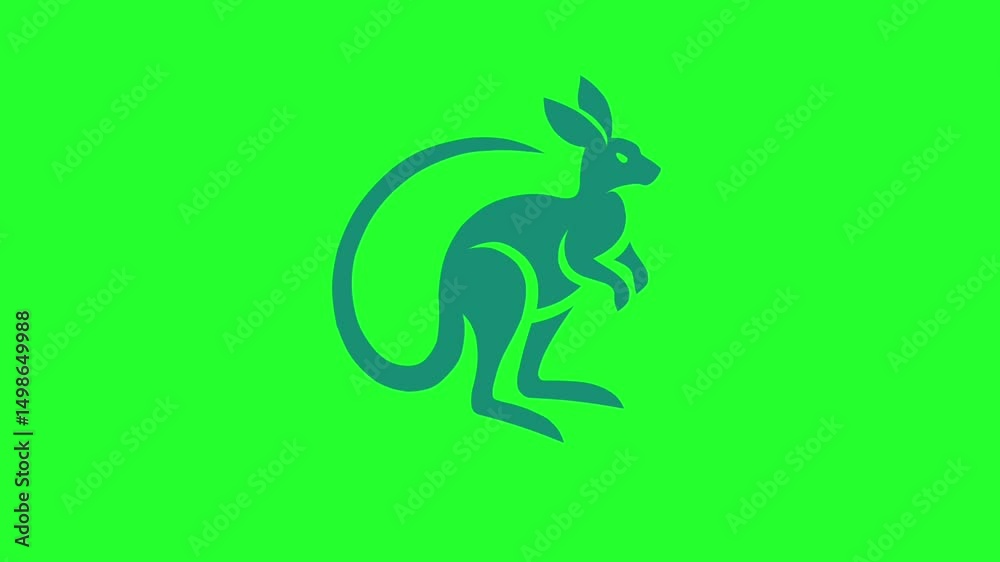 kangaroo icon blinking on green screen kangaroo icon blinking on green screen
