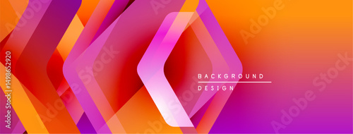 Abstract gradient layers create dynamic visual effect. Orange, pink, purple hues blend seamlessly. Modern design element for backgrounds.