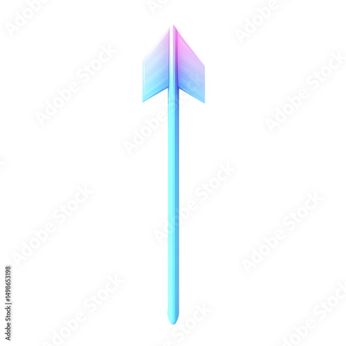 Sleek Arrow with Smooth Gradient Transitions in Icy Isolated on Transparent Background