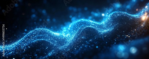 abstract image of intertwined glowing light lines forming a DNA helix, with a dark blue scientific theme, Generative AI