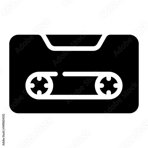 cassette tape glyph icon
