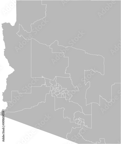 Arizona state senate districts vector map (Web Mercator projection, PPT-compatible & fully editable)