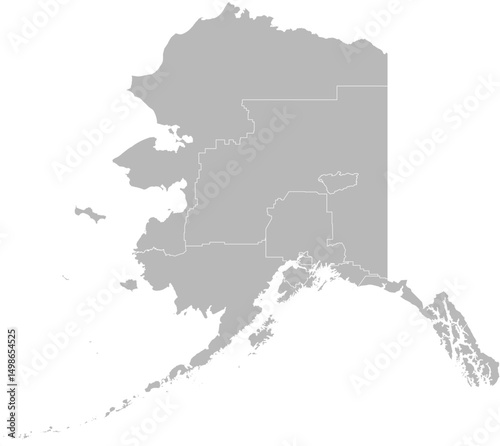 Alaska state senate districts vector map (Web Mercator projection, PPT-compatible & fully editable)