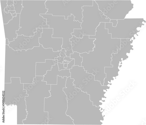 Arkansas state senate districts vector map (Web Mercator projection, PPT-compatible & fully editable)