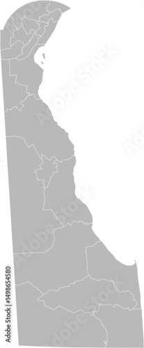 Delaware state senate districts vector map (Web Mercator projection, PPT-compatible & fully editable)