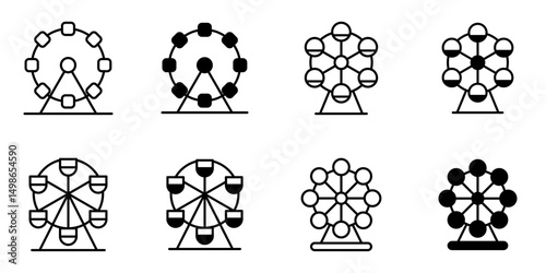Amusement Park, recreation icon set