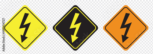 High voltage and Lightning vector icon. Electric bolt flash and High voltage icon. Power energy symbol. Warning icon. Vector illustration.