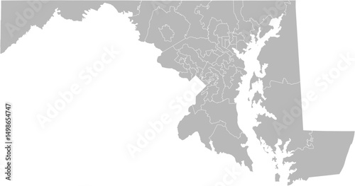 Maryland state senate districts vector map (Web Mercator projection, PPT-compatible & fully editable)